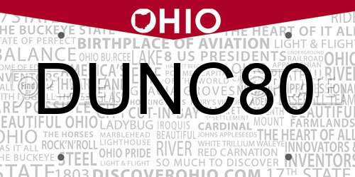 DUNC80 Ohio License Plate
