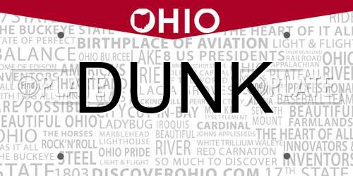 DUNK Ohio License Plate