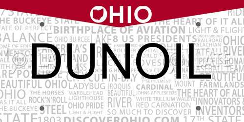 DUNOIL Ohio License Plate