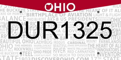 DUR1325 Ohio License Plate