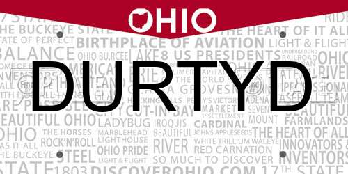 DURTYD Ohio License Plate