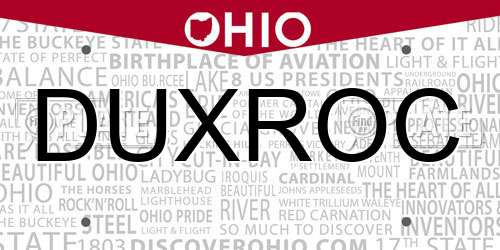 DUXROC Ohio License Plate