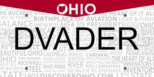 DVADER Ohio License Plate