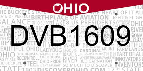 DVB1609 Ohio License Plate