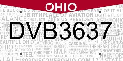 DVB3637 Ohio License Plate