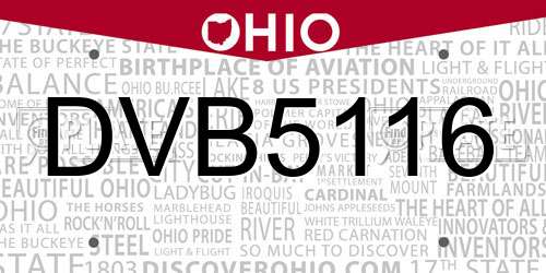 DVB5116 Ohio License Plate