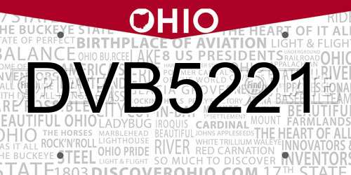 DVB5221 Ohio License Plate