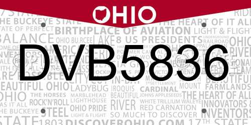 DVB5836 Ohio License Plate