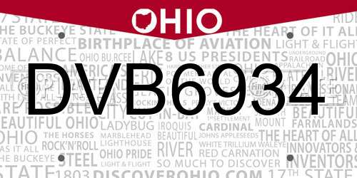 DVB6934 Ohio License Plate