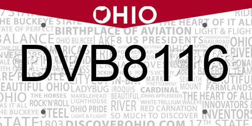 DVB8116 Ohio License Plate