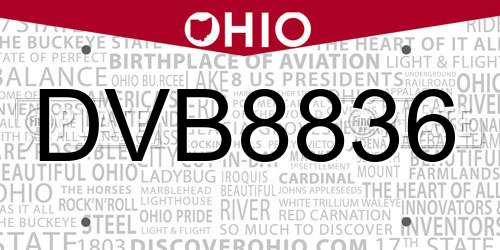 DVB8836 Ohio License Plate
