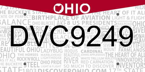 DVC9249 Ohio License Plate