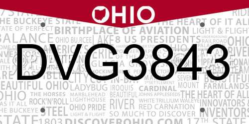 DVG3843 Ohio License Plate