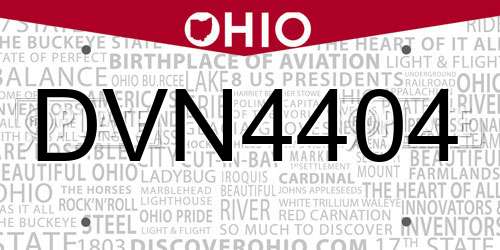 DVN4404 Ohio License Plate