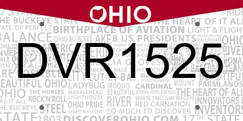 DVR1525 Ohio License Plate