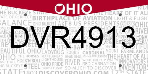 DVR4913 Ohio License Plate
