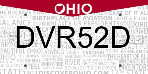 DVR52D Ohio License Plate
