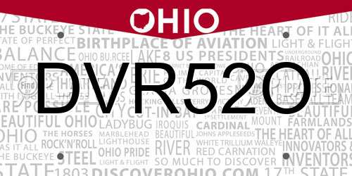 DVR52O Ohio License Plate
