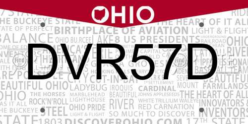 DVR57D Ohio License Plate