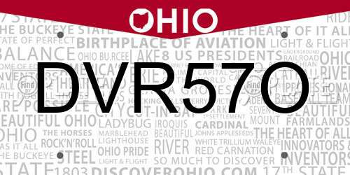 DVR57O Ohio License Plate