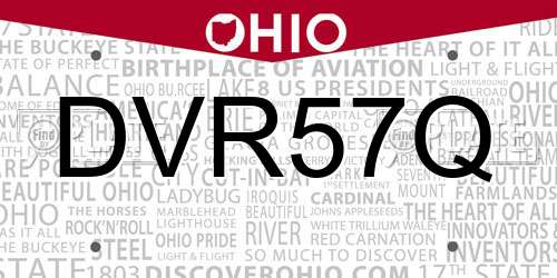 DVR57Q Ohio License Plate