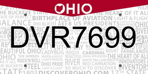 DVR7699 Ohio License Plate