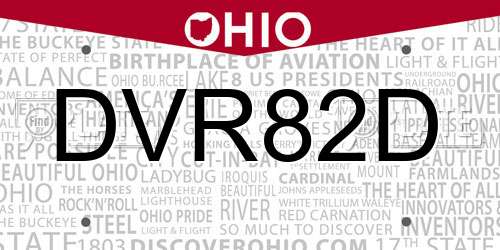 DVR82D Ohio License Plate