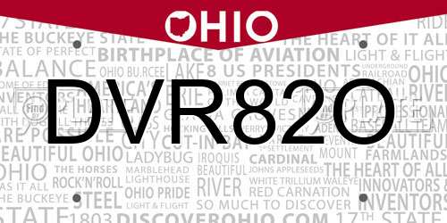 DVR82O Ohio License Plate