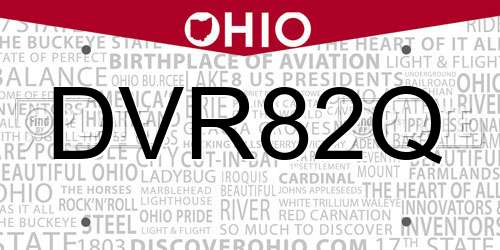 DVR82Q Ohio License Plate