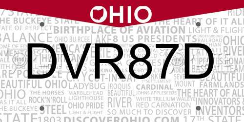 DVR87D Ohio License Plate