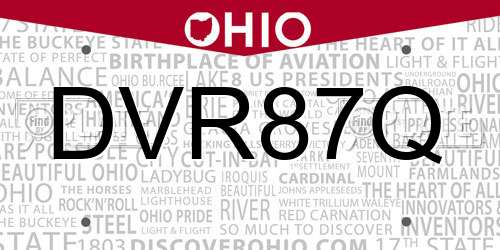 DVR87Q Ohio License Plate