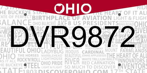 DVR9872 Ohio License Plate