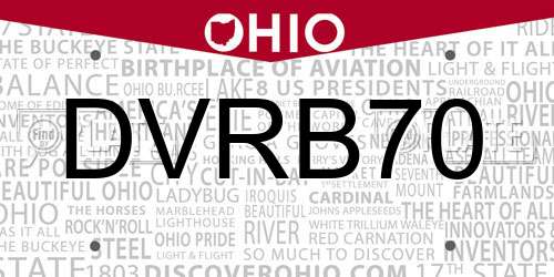 DVRB70 Ohio License Plate