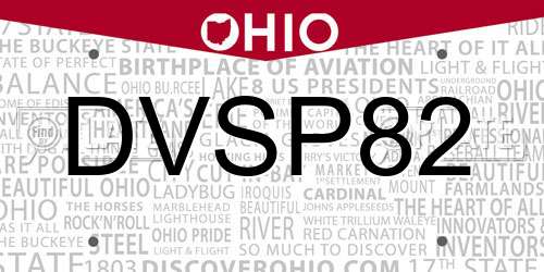 DVSP82 Ohio License Plate