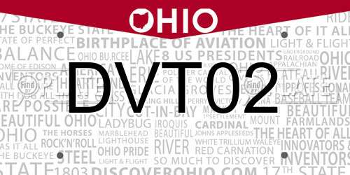 DVT02 Ohio License Plate