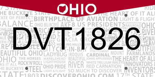 DVT1826 Ohio License Plate