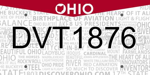 DVT1876 Ohio License Plate