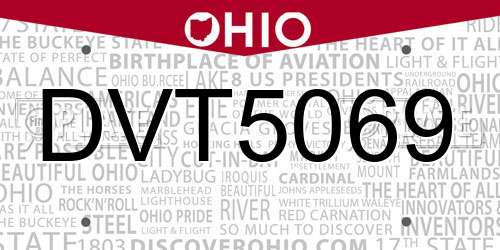 DVT5069 Ohio License Plate