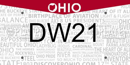 DW21 Ohio License Plate