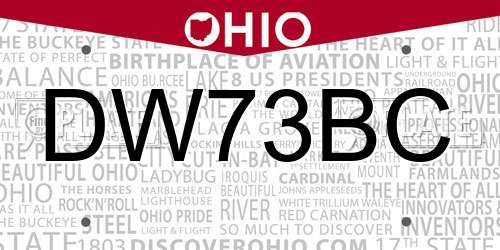 DW73BC Ohio License Plate