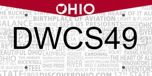 DWCS49 Ohio License Plate