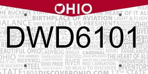 DWD6101 Ohio License Plate