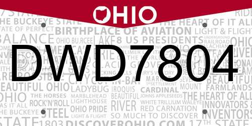 DWD7804 Ohio License Plate