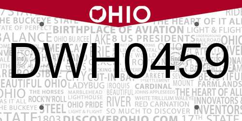 DWH0459 Ohio License Plate