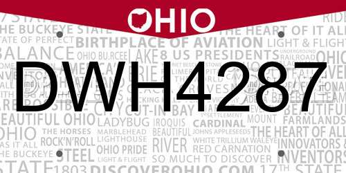 DWH4287 Ohio License Plate