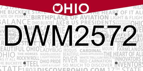 DWM2572 Ohio License Plate