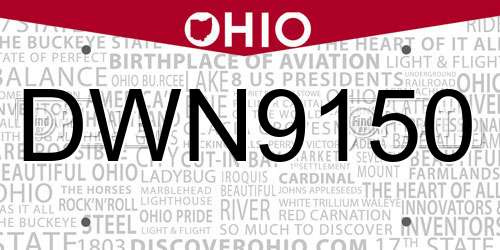DWN9150 Ohio License Plate