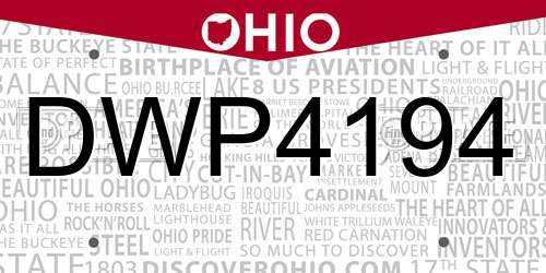 DWP4194 Ohio License Plate