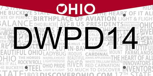 DWPD14 Ohio License Plate