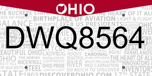 DWQ8564 Ohio License Plate